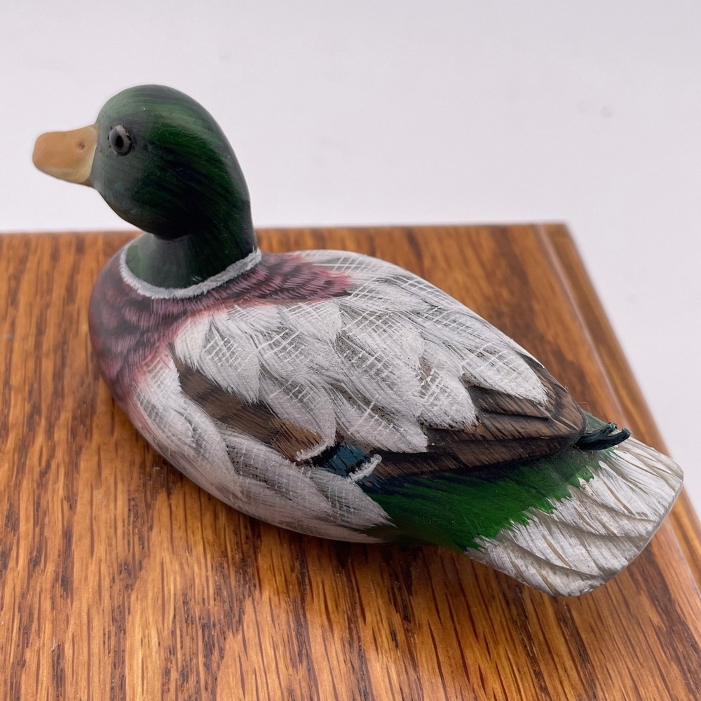 Wooden Trinket Box Duck Mallard Figurine Lid Keepsake Jewelry Storage - Picture 9 of 10